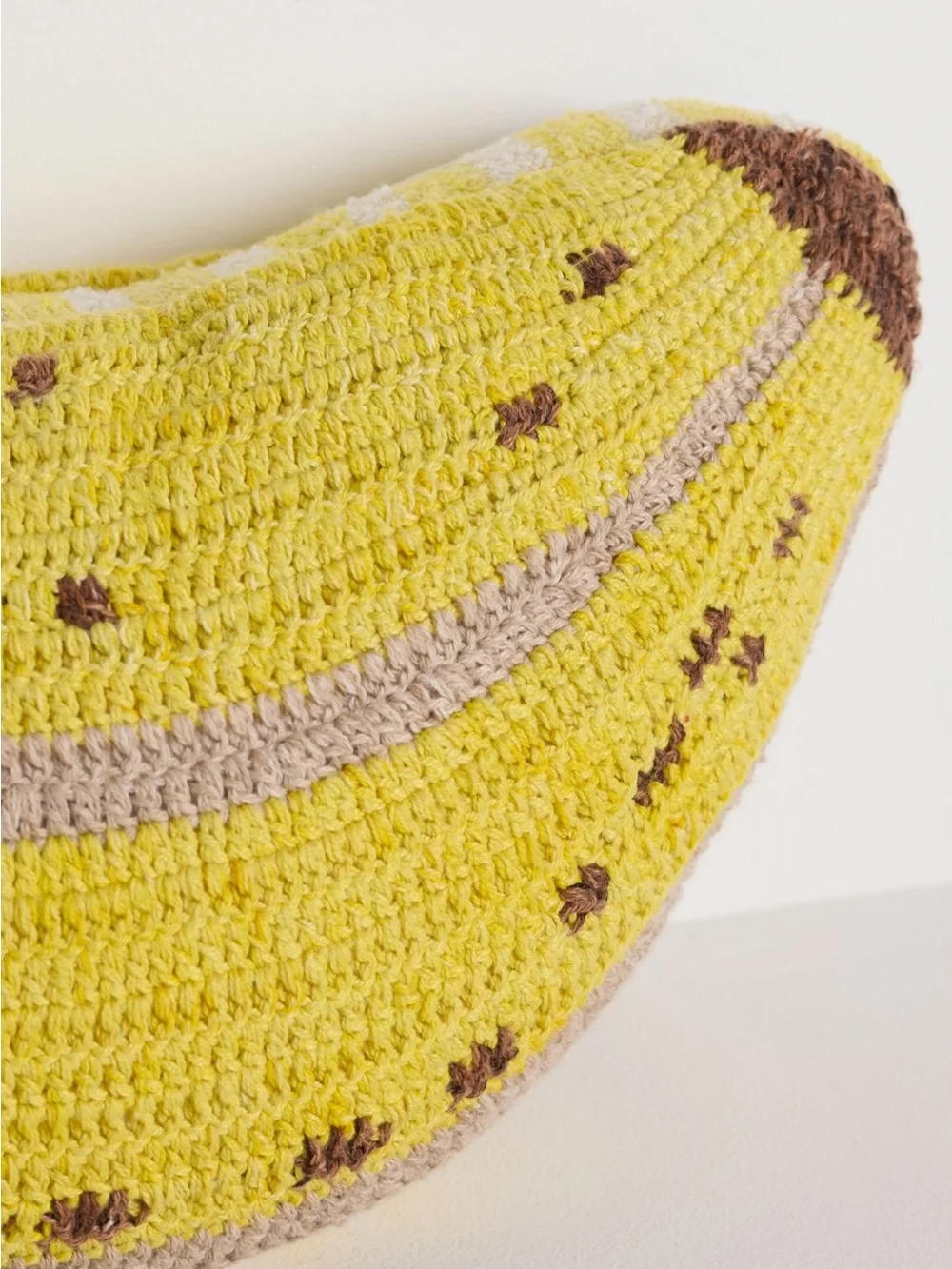NWT Anthropologie Grove Indoor/Outdoor Woven Fruit Shaped Pillow in Banana